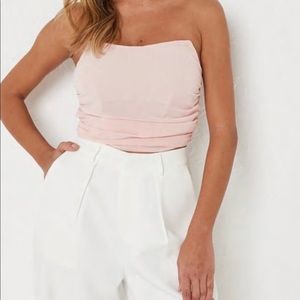 NWT Missguided blush chiffon drape front corset crop top. Never worn.